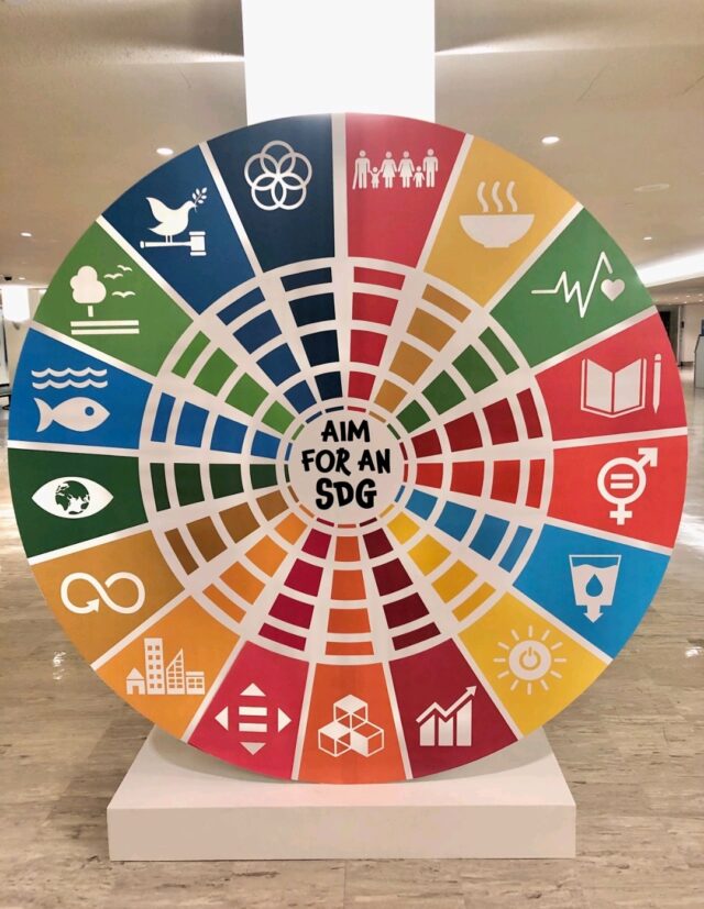 Sustainable Development Goals (SDGs), Agenda 2030. Photo taken from: Headquarters Unated Nations, New York